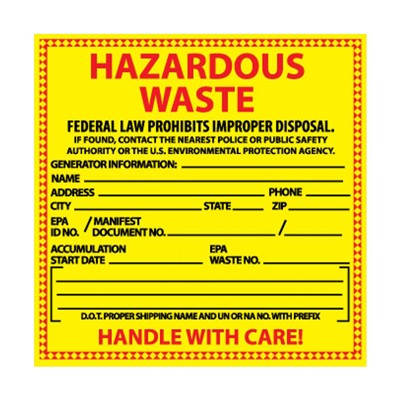 NMC Hazardous Waste Hazmat Label HW1