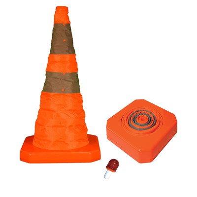 Cortina Companies Collapsible Orange Traffic Cone with LED Reflective
