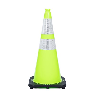 28" JBC Safety Hi Vis Reflective Lime Traffic Cone with Collar