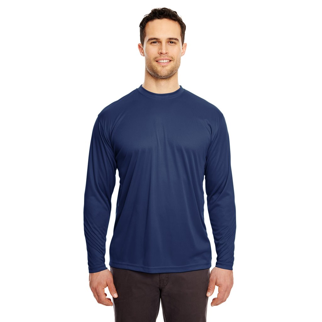 UltraClub Cool & Dry Navy Blue Long Sleeve Wicking T-Shirt 8422-NVY-4X