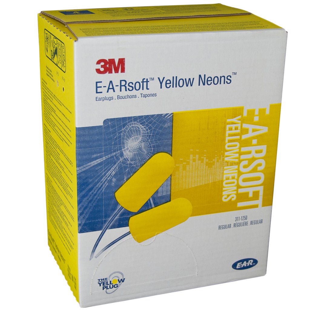 25 Pairs NRR33 EARsoft  Yellow Neon Soft Foam EARPLUGS ear plugs 312-1250 