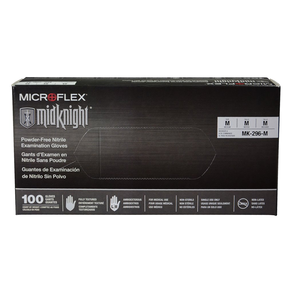 L MICROFLEX MK-296-L Black Nitrile Disposable Gloves 100PK 