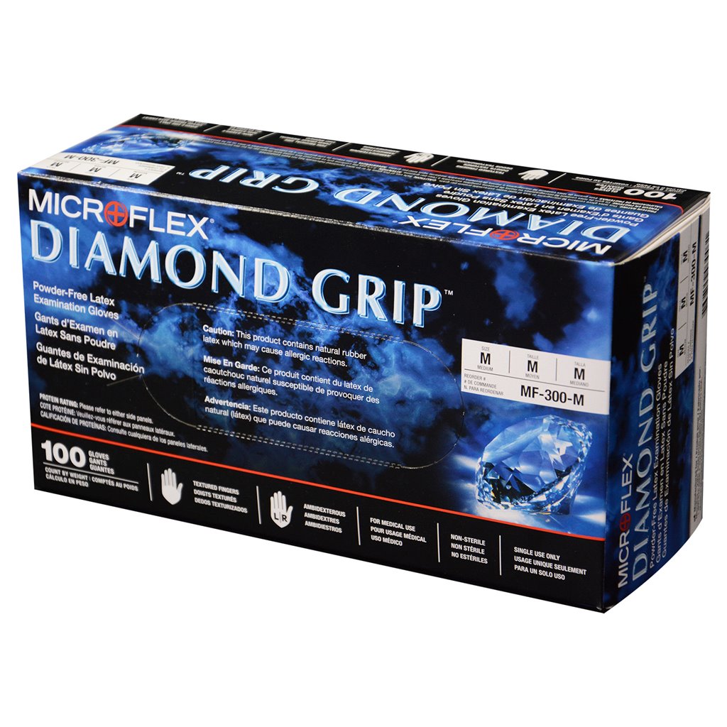 Microflex Diamond Grip Latex Exam Gloves MF-300-XL