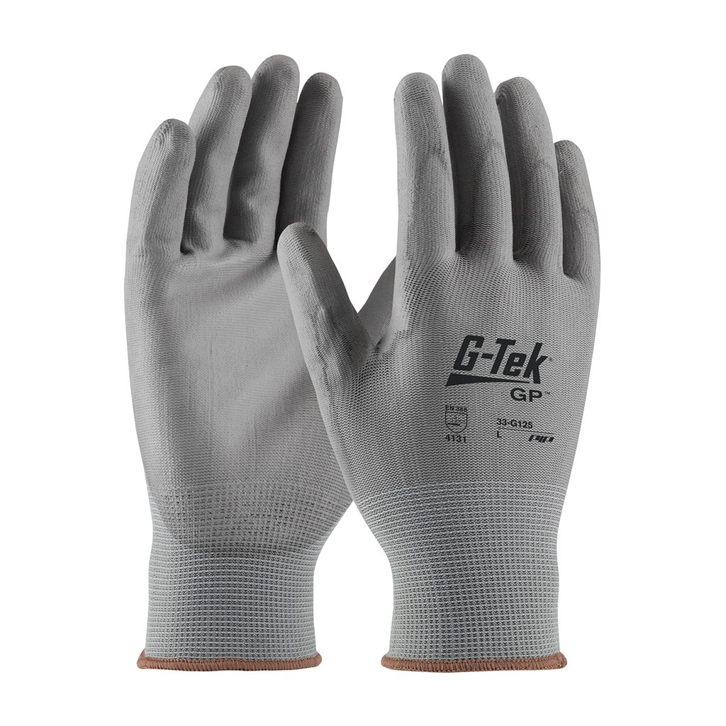 G-Tek GP Polyurethane Coated Gloves Gray Dozen 33-G125/M 616314018046 