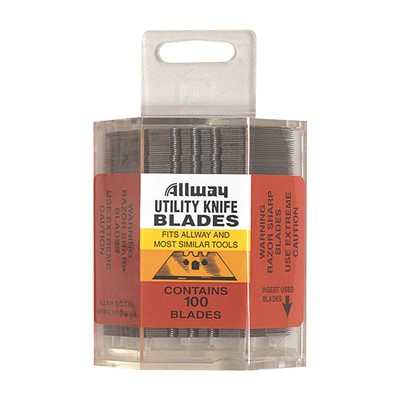 Allway Tools Straight Point Utility Knife Blades Dispenser - Pack of 100