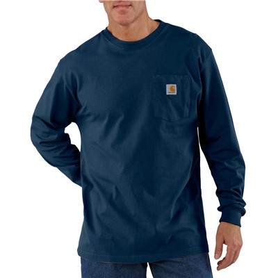 Carhartt Long Sleeve Navy T-Shirt with Pocket K126NVY-2X-TALL