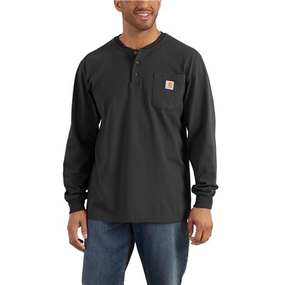 Carhartt Black Long Sleeve Henley T-Shirt K128BLK-XL-TALL