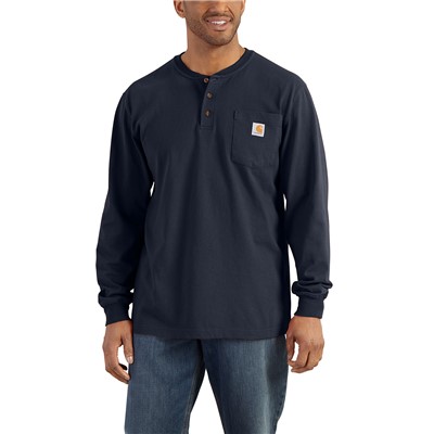Carhartt Navy Blue Long Sleeve Henley T-Shirt K128NVY-LG