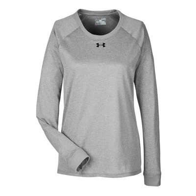 Under Armour Womens True Gray Long-Sleeve Locker T-Shirt 1268483-GRY-MD