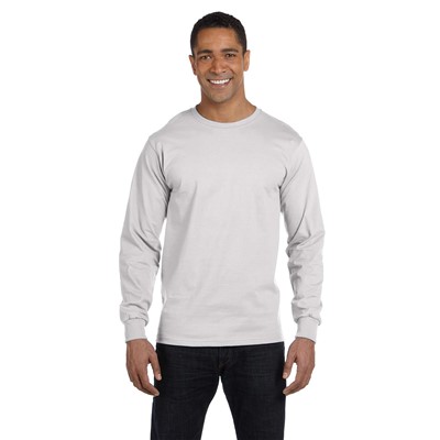 Hanes Beefy-T Ash Gray Long Sleeve T-Shirt 5186-ASH-MD