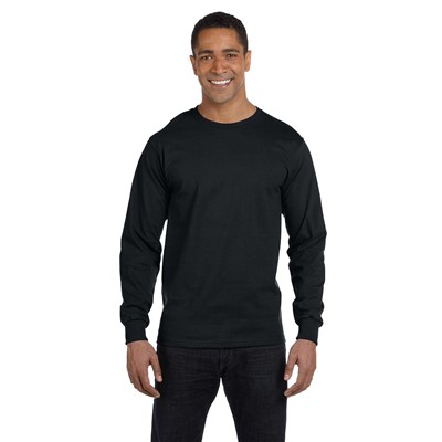 Hanes Beefy-T Black Long Sleeve T-Shirt 5186-BLK-MD