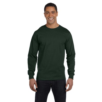 Hanes Beefy-T Deep Forest Long Sleeve T-Shirt 5186-FOR-LG