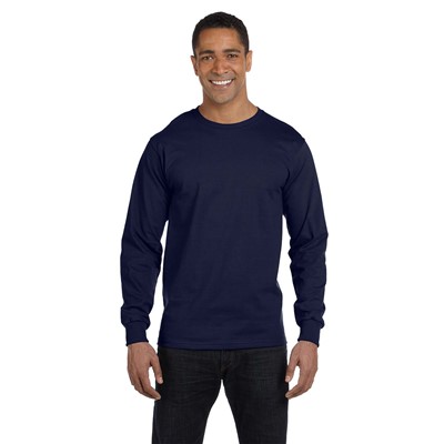 Hanes Beefy-T Navy Blue Long Sleeve T-Shirt 5186-NVY-LG