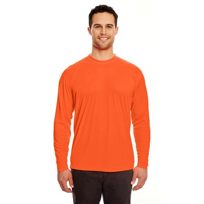 UltraClub Cool and Dry Bright Orange Long Sleeve T-Shirt 8422-BOE-MD