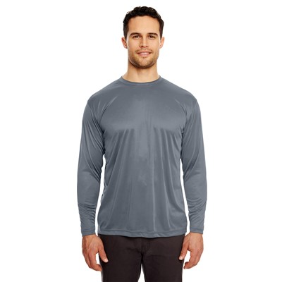 UltraClub Cool & Dry Charcoal Long Sleeve Wicking T-Shirt 8422-CHL-MD