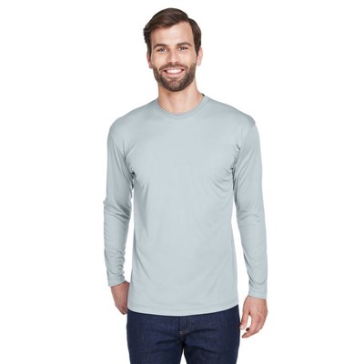 UltraClub Cool and Dry Gray Long Sleeve Wicking T-Shirt 8422-GRY-SM