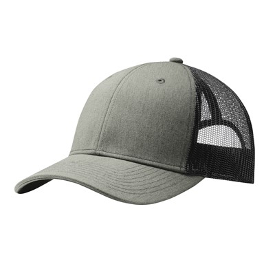 Port Authority Heather Gray and Black Snapback Trucker Cap C112-HGY-BLK