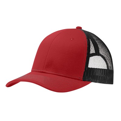 Port Authority Red and Black Snapback Trucker Cap C112-RED-BLK