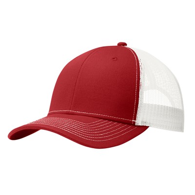 Port Authority Red and White Snapback Trucker Cap C112-RED-WHT