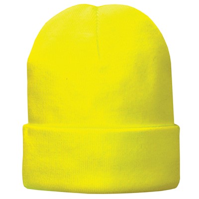 Neon Yellow Fleece Lined Acrylic Knit Hat CP90L-NYW