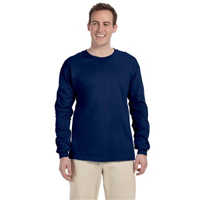 Gildan Ultra Cotton Navy Blue Long Sleeve T-Shirt G2400-NVY-MD