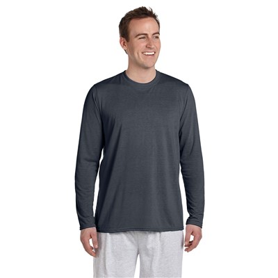 Gildan Performance Charcoal Long Sleeve Wicking T-Shirt G424-CHL-MD