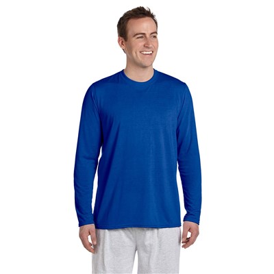 Gildan Performance Royal Blue Long Sleeve Wicking T-Shirt G424-RBL-SM