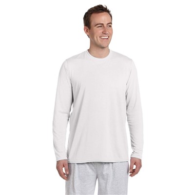 Gildan Performance White Long Sleeve Wicking T-Shirt G424-WHT-MD