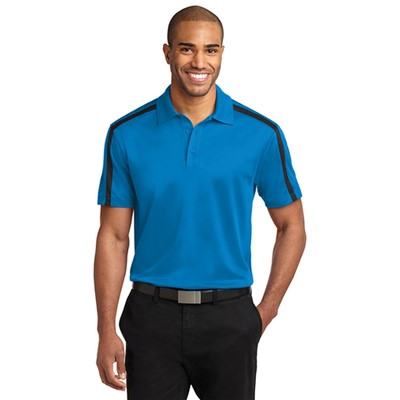 - Port Authority Silk Touch Performance Colorblock Stripe Polo BBL BLK