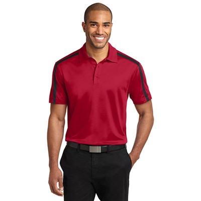 Port Authority Silk Touch Colorblock Stripe Polo K547-RED-BLK-LG