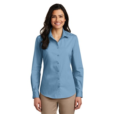 Port Authority Carolina Blue Long Sleeve Poplin Shirt LW100-CAB-SM