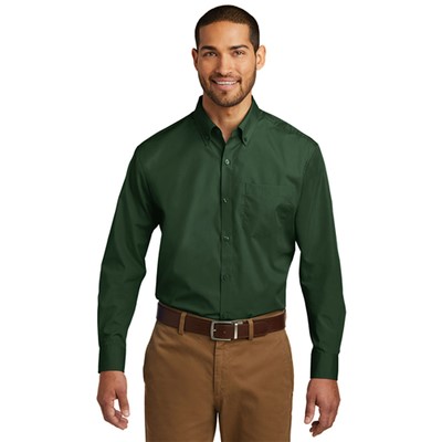 Port Authority Long Sleeve Green Poplin Shirt W100-FOR-LG
