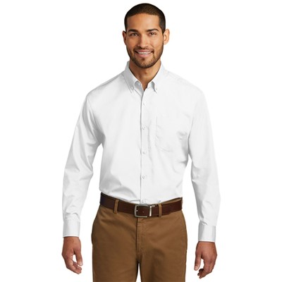 Port Authority Long Sleeve Carefree White Poplin Shirt W100-WHT-LG