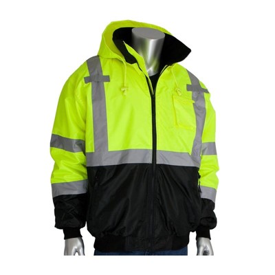 - PIP 333 1766 Class 3 Hi Vis Bomber Jacket with Zip Out Fleece Liner and Black Bottom