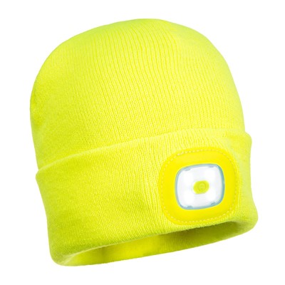 Portwest Hi Vis Yellow Rechargeable LED Beanie B029-YLW