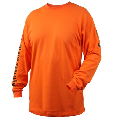 - Black Stallion Fire Resistant Cotton Knit Long Sleeve Safety Orange T-Shirt