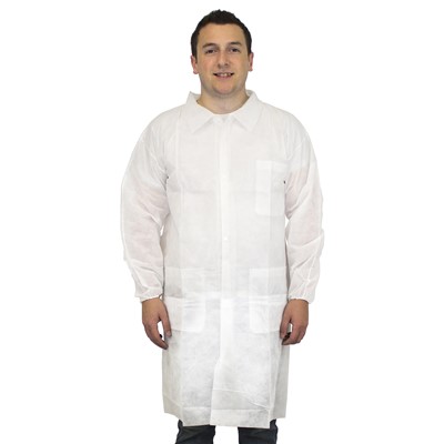 Safety Zone Polypropylene Disposable Lab Coats 1212-LG