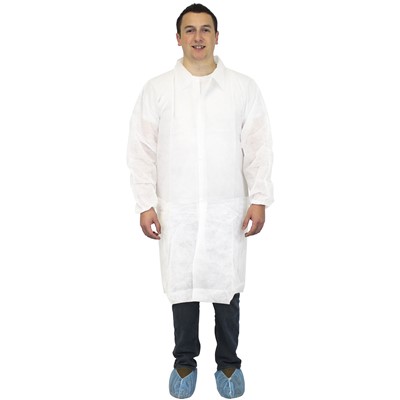 - Safety Zone Polypropylene Lab Coats NP WHT