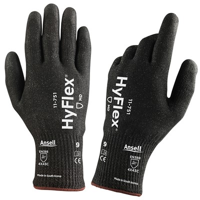 - Ansell HyFlex 11-751 Polyurethane Coated Cut Resistant Gloves
