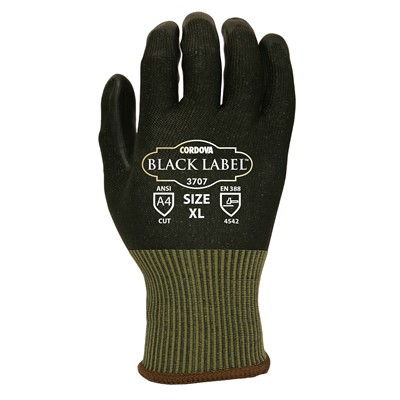 Cordova Black Label PU Coated A4 Cut Resistant Gloves 3707-XL