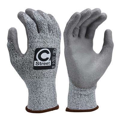 C Street 652-LG Polyurethane Coated 13 Gauge A2 Cut Resistant Gloves