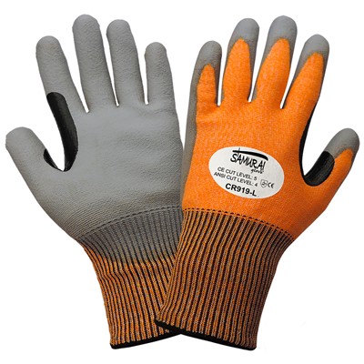 Global Glove Samurai HDPE PU Coated A4 Cut Resistant Gloves CR919-LG