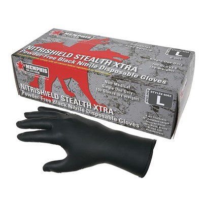 MCR Safety Memphis Gloves 6mil Disposable Black Nitrile Gloves 6062-XL