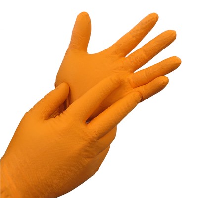 Akers Large Orange Gripper Nitrile Disposable Gloves - Box of 100