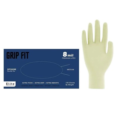 Gloves Grip Fit Latex 8mil PF NAT MD - GNR-GF300-MD