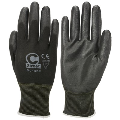 C Street 15 Gauge Polyurethane Coated Gloves 11BK-9