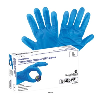 Global Glove Blue TPE Disposable Gloves 8605PF-XL
