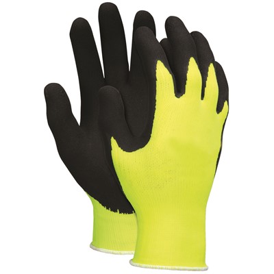 Hi Vis Yellow 13 Gauge Foam Rubber Coated Gloves 33HVY-XL