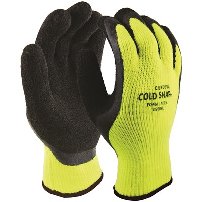 Cordova Cold Snap Hi Vis Rubber Coated Gloves 3999-LG