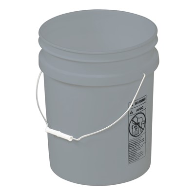 5 Gallon Open-Head Plastic Tapered Gray Pail PAIL-5GY